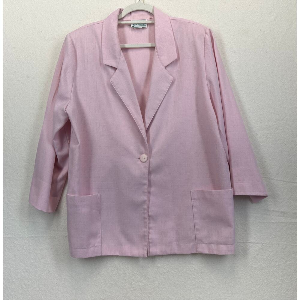 Vintage 80's Boxy Cottagecore Fairycore Pretty in Pink Blazer SZ Large